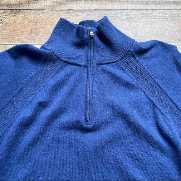 Banana Republic Cotton Cashmere 1/4 Zip Sweater Blue Mens Large - Picture 5 of 8